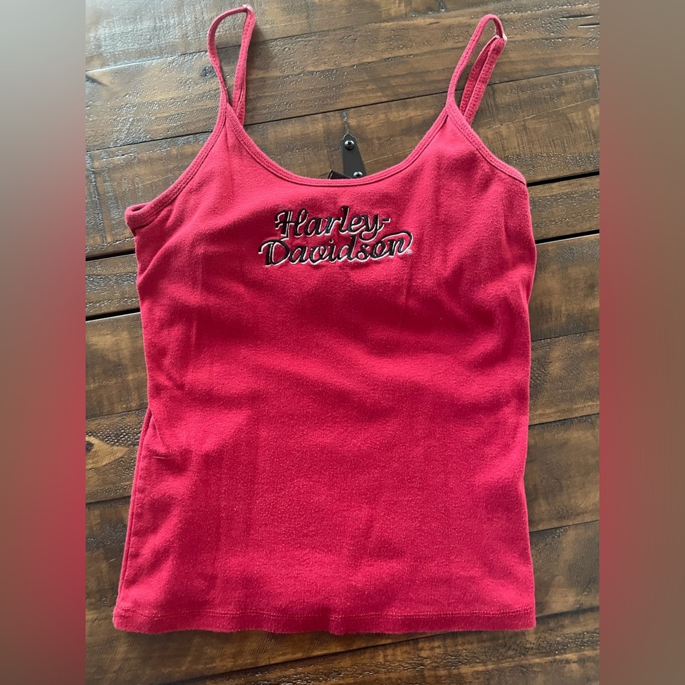 Vintage Harley-Davidson graphic red tank top with built in bra. Size medium